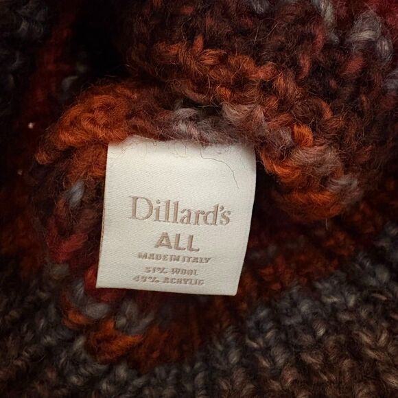 NWT Dillard's PomPom Beanie Wool Blend Stripe Knit Made in Italy Fall Earthy - Picture 3 of 3